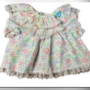 Kalula kids VTG Swing Back Baby Girls Floral Dress‎ SZ 0-3mos Vintage 90s cotton